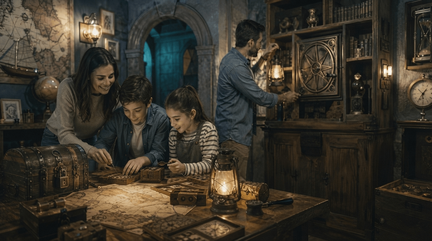 Escape Room — A rustic pumpkin patch with a weathered barn on an overcast autumn day